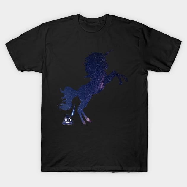 Poop Emoji Galaxy Unicorn T-Shirt by BlackCoffeeCake